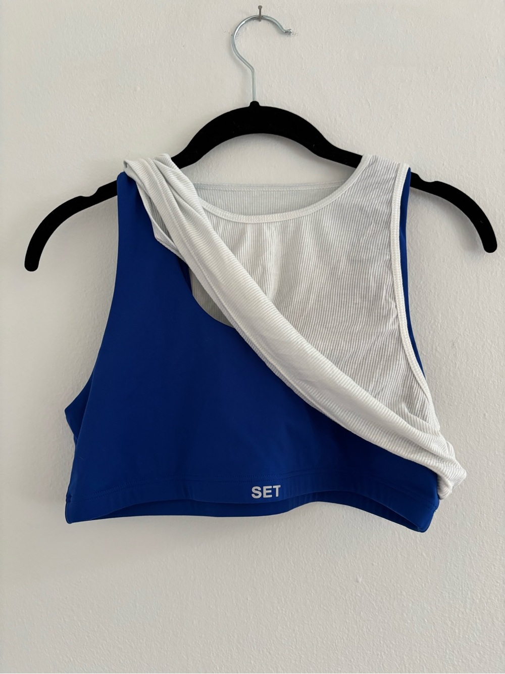 SET Active Royal Blue Sports Bra with White Tank - Picture 3 of 3